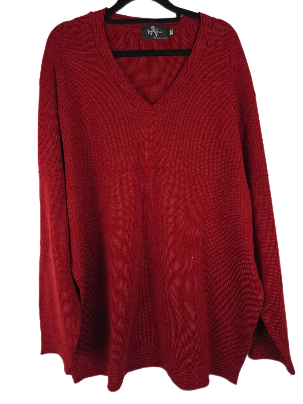 Gran Sasso Luxury Red V-Neck Knit Pullover Sweater - Made in Italy